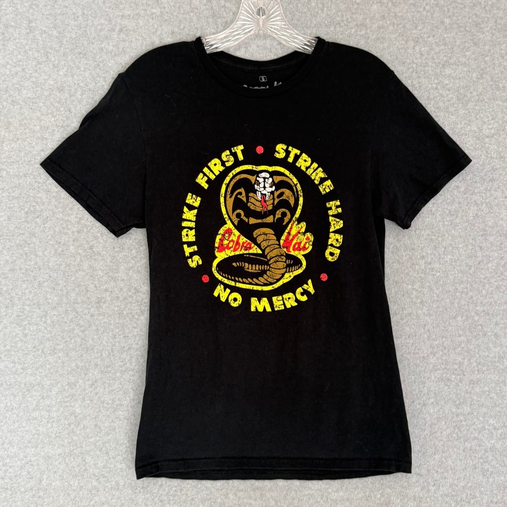 Ripple Junction Cobra Kai T-Shirt Mens S Black Graphic Strike First No Mercy